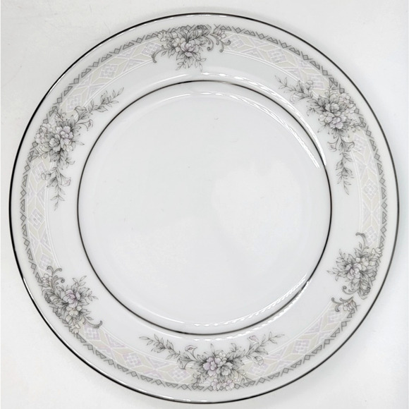 Noritake Sweet Leilani 3482 Cup & Saucer Set Gray Pink Roses Platinum Trim - Picture 7 of 10